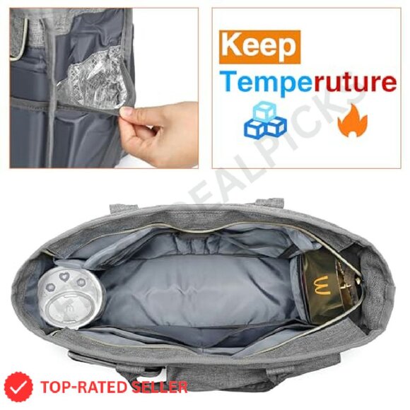 Professional Nurse Tote Bag with Padded Laptop Sleeve Multi-Pocket Work Bag - Picture 6 of 8